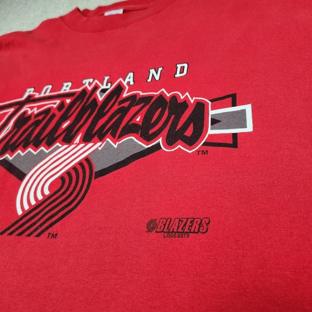 Vintage 90s Portland Trail Blazers Shirt Men XXL Logo 7‎ Red NBA Basketball